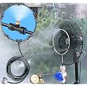 DIY Crafts Fan Watering Irrigation Sprayers Outdoor Coling Misting Gardening System Misting PE Fan Rings Mist Nozzle Lawn Veranda (7 Pcs Sprinkler Kit, Included Pipe + Faucet Connector + Accessory)