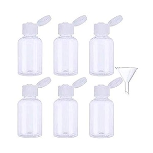 diy crafts pack of 20 pcs medium clear transparent  funnel flip-cap transparent plastic air flight travel bottle transparent plastic air flight pack of 20 pcs medium clear transparent  funnel