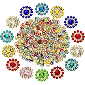 diy crafts 200 pcs multi flower buttons with rhinestones sew on flower embellishments 05 inch crystal glass beads buttons flatback rhinestone buttons for jewelry making diy c 200 pcs multi