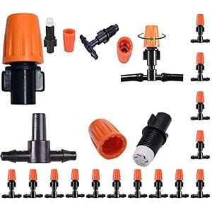 diy crafts misting nozzlesttee for fan mist cooling system fan misting kit for animal plants swimming pool cooler tube hose pipe metal nozzles jets misters water patio garden home 5x headttee