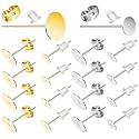 DIY Crafts Pack of 10 Pcs, Bright Gold, Hypoallergenic Earring Posts and Backs, Studs for Jewelry Making With Butterfly Backs and Rubber
