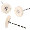 DIY Crafts Wool Polishing Buff Wheel Buffing Wheels Rotary Tool Accessories Polish Jewelry Mirror 3mm Mandrel (Pack Of 10 Pcs, Ivory Silver Colour)