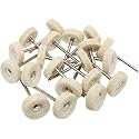 DIY Crafts Wool Polishing Buff Wheel Buffing Wheels Rotary Tool Accessories Plish Jewelry Mirror 3mm Mandrel (Pack Of 15 Pcs, Ivory Silver Colour)