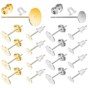 diy crafts pack of 175 pcs bright silver earring posts and backs hypoallergenic earring studs for jewelry making with butterfly earring backs and rubpack of 175 pcs bright silver