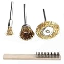 DIY Crafts Pack of 4 Pcs, 4 Pcs Set, Brass Steel Wire Brush Set, Wire Wheel Brush Set, Buffing polishing Brushes Set, 1/8 (3mm) Shank , Accessories Kit for Dremel (Pack of 4 Pcs, 4 Pcs Set)
