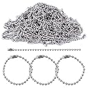 DIY Crafts Pack of 40 Pcs, Silver Colour, Golden/Silver Color Ball Chains, Long Bead Connector Clasp Tag Keychain Key Rings, (Pack of 40 Pcs, Silver Colour)
