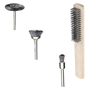 diy crafts pack of 9 pcs 3 pcs set brass steel wire brush set wire wheel brush set buffing polishing brushes set 18 3mm shank  accessories kit for dremel pack of 9 pcs 3 pcs set