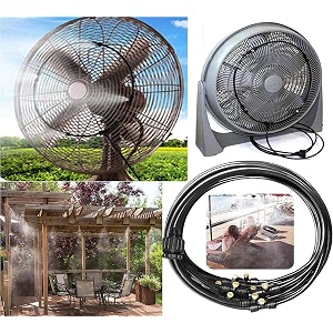 diy crafts patio misting micro flow watering system greenhouse trampoline waterpark home garden misting cooling automatic distribution lawn 6 pcs mist kit included pipe  tap connector  accessory