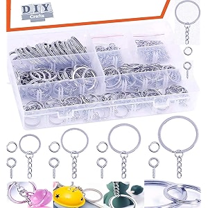 diy crafts 40 pcs 10 sets nickel silver sliver key chain rings kit keychain rings with chain and open jump ring come with screw eye pins for jewel40 pcs 10 sets nickel silver