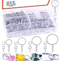 DIY Crafts 40 Pcs 10 Sets, Nickel Silver, Sliver Key Chain Rings Kit, Keychain Rings with Chain and Open Jump Ring Come with Screw Eye Pins for Jewel(40 Pcs 10 Sets, Nickel Silver)