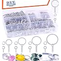 DIY Crafts 16 Pcs 4 Sets, Nickel Silver, Sliver Key Chain Rings Kit, Keychain Rings with Chain and Open Jump Ring Come with Screw Eye Pins for Jewelr (16 Pcs 4 Sets, Nickel Silver)