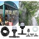 DIY Crafts Water Misting Cooling System Kit Summer Sprinkler Nozzle Outdoor Garden Greenhouse Park Plant Spray Hose Watering Sprayer (4 Pcs Misting Kit, Included Pipe + Faucet Connector + Accessory)
