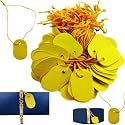 DIY Crafts Yellow Tie Label Paper Tag for Jewellery Retail Shops Watch Kitchen Clothes Content Label, Goods Price TagPrice Tags with String Attached, Paper Hang Tags (3.6cm/2.1cm, 100, Count)