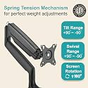 White Mulberry Monitor Arm | Mechanical Spring Desk Mount for 17–45 Inch Single Screen | 16Kg Capacity | VESA 75x75 & 100x100 | Adjustable Monitor Arm Desk Mount