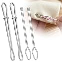 DIY Rope Threader Clip，2026 Upgraded Drawstring Threader Tool Set，Stainless Steel Sewing Loop Turner Hooks with Latch for Drawstring Replacement for Hoodies, Shorts, Pant (A+B-4PCS)