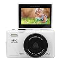 Diydeg Digital Camera, 4K 64MP Fill Light Anti Shake HD Autofocus 18X Digital Zoom WiFi Mirrorless Camera with 3in Flip Screen, Travel Vlogging Camera for Teens Kids Photography (White)