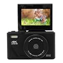 Diydeg Digital Camera, 4K 64MP Fill Light Anti Shake HD Autofocus 18X Digital Zoom WiFi Mirrorless Camera with 3in Flip Screen, Travel Vlogging Camera for Teens Kids Photography (Black)