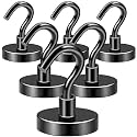 DIYMAG Magnetic Hooks,120lbs Heavy Duty Magnets with Hook Black 6 Pack