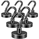 DIYMAG Magnetic Hooks,85lbs Heavy Duty Magnets with Hook Black 6 Pack