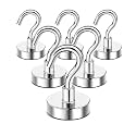 DIYMAG Magnetic Hooks,120lbs Heavy Duty Magnets with Hook Silver 6 Pack