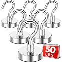 DIYMAG Magnetic Hooks,50lbs Heavy Duty Magnets with Hook Silver 6 Pack