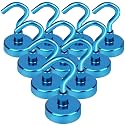 DIYMAG Magnetic Hooks,50lbs Heavy Duty Magnets with Hook Black 6 Pack