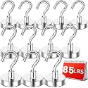 DIYMAG Magnetic Hooks,85lbs Heavy Duty Magnets with Hook Silver 12 Pack