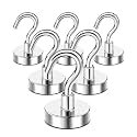 DIYMAG Heavy Duty Magnetic Hooks,170lbs Magnets with Hook Silver 6 Pack