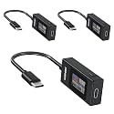 diymore 3 PCS USB C Meter USB C Tester Power Meter,4-30V 0-6.5A Digital Multimeter, Type C Voltage and Current Tester Meter,Working Time Ammeter Voltmeter USB Cable Charger Detector LED Display