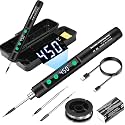 Diymore Cordless Soldering Iron Kit,Soldering Iron 8S Fast Heating 392-842℉,Auto Sleep,3 Precision Soldering Tips Type C interface wireless temperature adjustment Portable Soldering Irons with Stand
