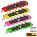 DIYSELF 4 Pack Box Cutters, Auto-Lock Box Cutter Retractable with 10 Blades