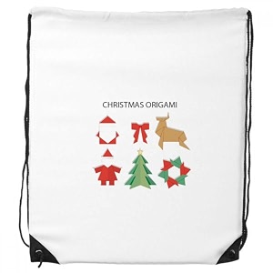 diythinker red abstract christmas origami pattern drawstring backpack shopping sports bags gift one_size multicolor