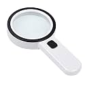 Magnifying Glass with Light, 30X Handheld Large Magnifying Glass 12 Led Illuminated Lighted Magnifier for Seniors Reading,Soldering,Inspection,Reading,Maps,Inspection,Coins