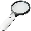Reading Magnifier Magnifier 3 LED Light,3X 45X Handheld Magnifier Reading Magnifying Glass Lens Jewelry Lupe White and Black (3X +45 x Round Magnifier 3 LED)