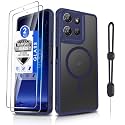 Dizn Compatible for Moto G Power 2025/2026 Phone Case, [Mag-Safe Fit] with Tempered Glass Screen Protector, Matte &amp; Shockproof Magnetic Protective for Funda Moto G Power Phone 2025/2026, Blue