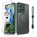 Dizn Compatible for Moto G Power 2025/2026 Phone Case, [Mag-Safe Fit] with Tempered Glass Screen Protector, Matte &amp; Shockproof Magnetic Protective for Funda Moto G Power Phone 2025/2026, Green