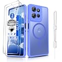 Dizn Compatible for Moto G Power 2025/2026 Phone Case, [Mag-Safe Fit] with Tempered Glass Screen Protector, Matte &amp; Shockproof Magnetic Protective for Funda Moto G Power Phone 2025/2026, Sky Blue