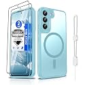 Dizn Compatible for Samsung Galaxy S22 Plus Case [Fit for MagSafe],with 2 Pcs Explosion-Proof Film,Matte Translucent &amp; Military-Grade Magnetic Protective for 6.6-Inch Samsung S22+ 5G,Light Blue