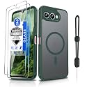 Dizn Compatible for T-Mobile Revvl 8 Case, Compatible with MagSafe, with Tempered Glass Screen Protector, Matte Translucent &amp; Military-Grade Magnetic Protective for Revvl8, Green