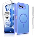 Dizn Compatible for T-Mobile Revvl 8 Case,[Not Fit Revvl 8 Pro],Compatible with MagSafe,with Tempered Glass Screen Protector,Matte Translucent &amp; Military-Grade Magnetic Protective for Revvl8,Sky Blue