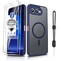 Dizn Compatible for T-Mobile Revvl 8 Case,[Not Fit Revvl 8 Pro] Compatible with MagSafe,with Tempered Glass Screen Protector, Matte Translucent &amp; Military-Grade Magnetic Protective for Revvl8, Blue