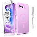 Dizn Compatible for T-Mobile Revvl 8 Case, [Not Fit Revvl 8 Pro],Compatible with MagSafe, with Tempered Glass Screen Protector, Matte Translucent &amp; Military-Grade Magnetic Protective for Revvl8, Pink