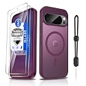 Dizn for Google Pixel 10 &amp; Pixel 10 pro Cover,[Not Fit 10 Pro XL],Tempered Glass Screen Protector,Compatible with MagSafe,Matte Military-Grade Shockproof for 6.3 inches Pixel 10/10Pro,Wine Red