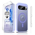 Dizn for Google Pixel 10 &amp; Pixel10 pro Case,[Not Fit Pixel 10 Pro XL],with Tempered Glass Screen Protector,Compatible with MagSafe,Matte Military-Grade Shockproof for 10/10Pro,Light Purple