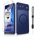 Dizn for Google Pixel 6 Phone Case:with [2 Piece] Tempered Glass Screen Protector,Wrist Band,[Fit for MagSafe],Matte Translucent Slim &amp; Military Grade Anti Shock for Pixel 6,Dark Blue