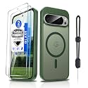 Dizn for Google Pixel 9/Pixel 9 Pro Cover,[Not Fit Pixel 9 Pro XL],with Tempered Glass Screen Protector,Lanyard,Compatible with MagSafe,Matte Shockproof,Funda para Protective Pixel 9/9Pro,Green