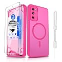 Dizn Magneti for Samsung Galaxy S20 FE Case,[Not Fit S20],with Tempered Glass Screen Protector,Compatible with MagSafe, with Strap,Matte &amp; Military Grade Shockproof Protective for 6.5" S20 FE,Hot Pink