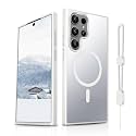Dizn Magnetic Case for Samsung Galaxy S23 Ultra Case,[Not Fit S23],Compatible with MagSafe,with Strap,Matte Translucent Cover &amp; Military Grade Shockproof Protection,Magnetic Funda Para S23 Ultra,White