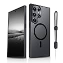 Dizn Magnetic Case for Samsung Galaxy S23 Ultra Case,[Not Fit S23],Compatible with MagSafe,with Strap,Matte Translucent Cover,Military Grade Shockproof Protection,Magnetic Phone Funda S 23 Ultra,Black