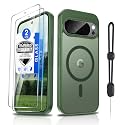 Dizn Magnetic for Google Pixel 10/Pixel 10 Pro Case,[Not Fit Pixel 10 Pro XL],with 2Pcs Tempered Glass Screen Protector,Strap,Fit for MagSafe,Military-Grade Shockproof Protective 10/10Pro,Green